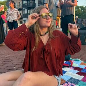 Burgundy long sleeve blouse with